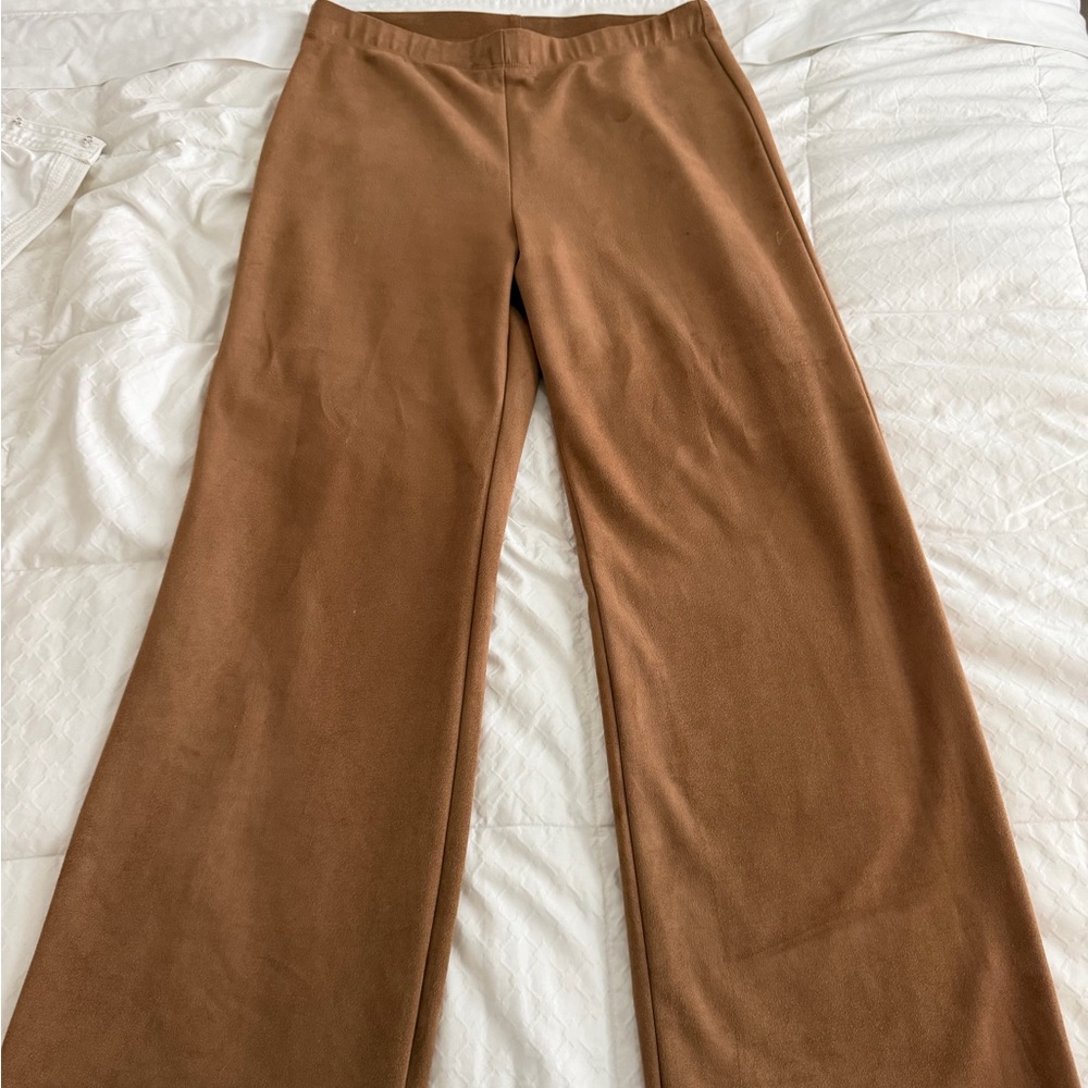 Karen Kane Tan Faux Suede Wide Leg Pants